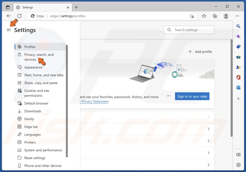 Select Privacy, search and services
