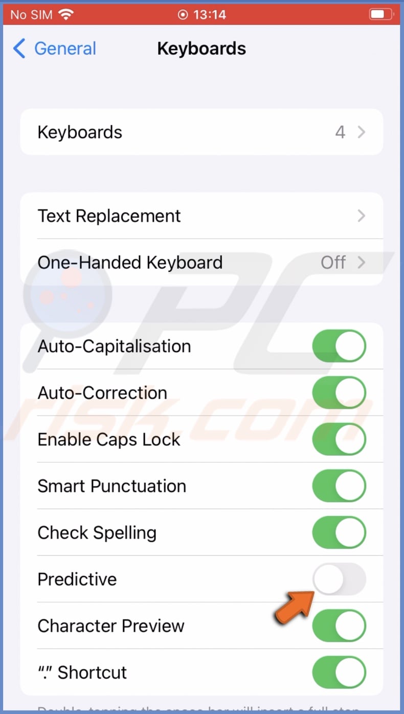 Disable Predictive feature