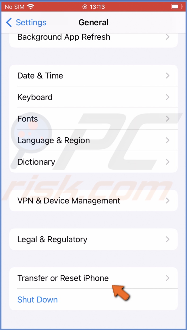 Transfer or Reset iPhone