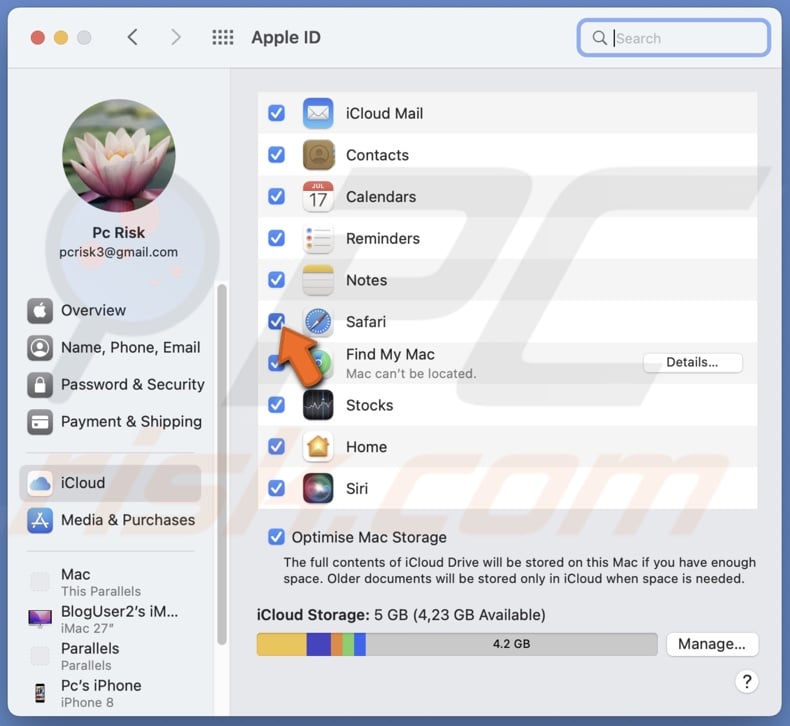 Enable Safari sync again