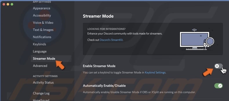 Disable Streamer Mode