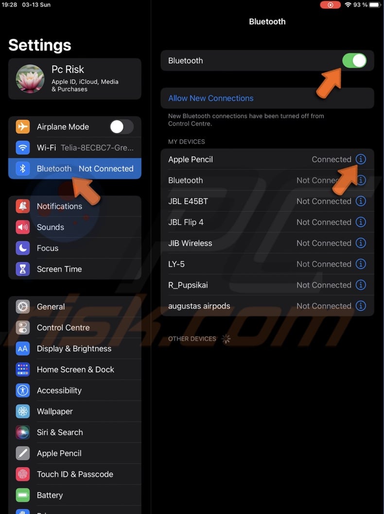 Tap on the info icon