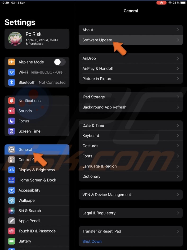 Tap on Software Update