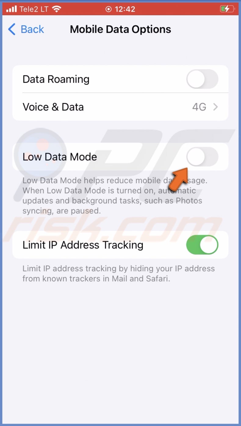 Disable Low Data Mode