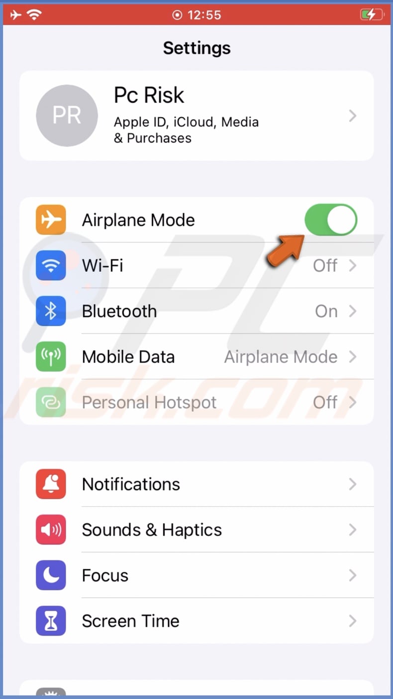 Enable Airplane Mode