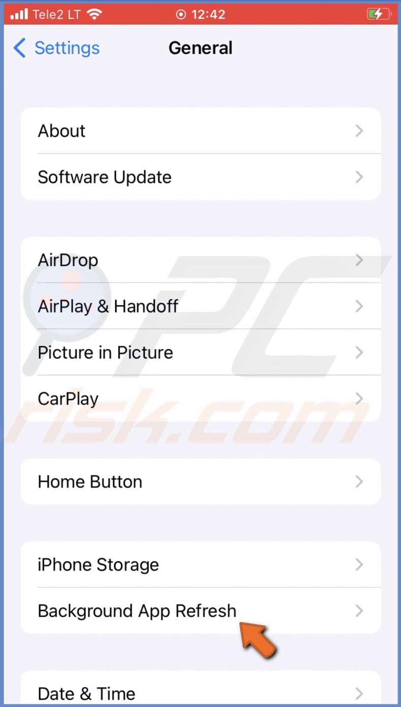 Go to Background App Refresh