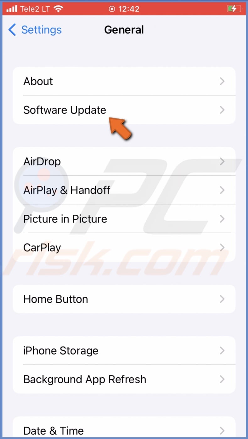 Go to Software Update