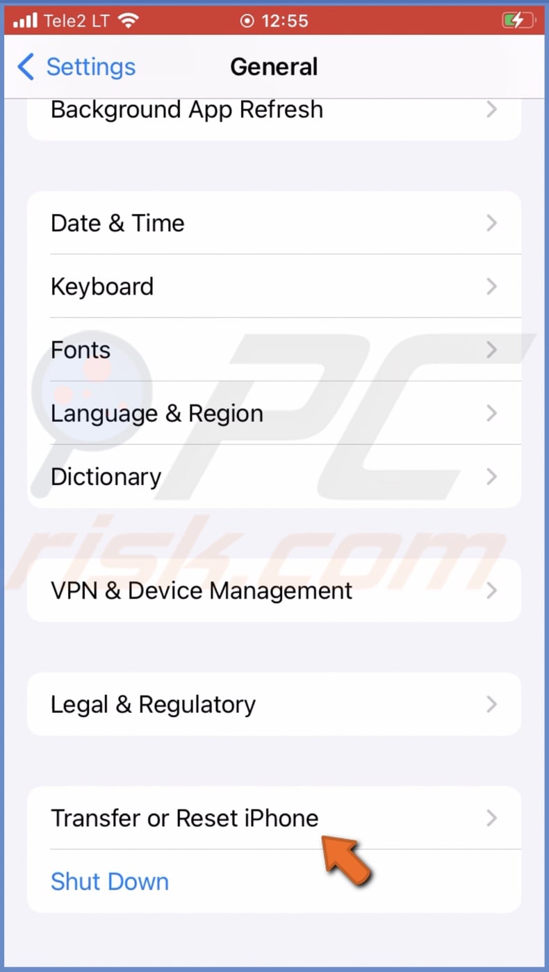 Transfer or Reset iPhone