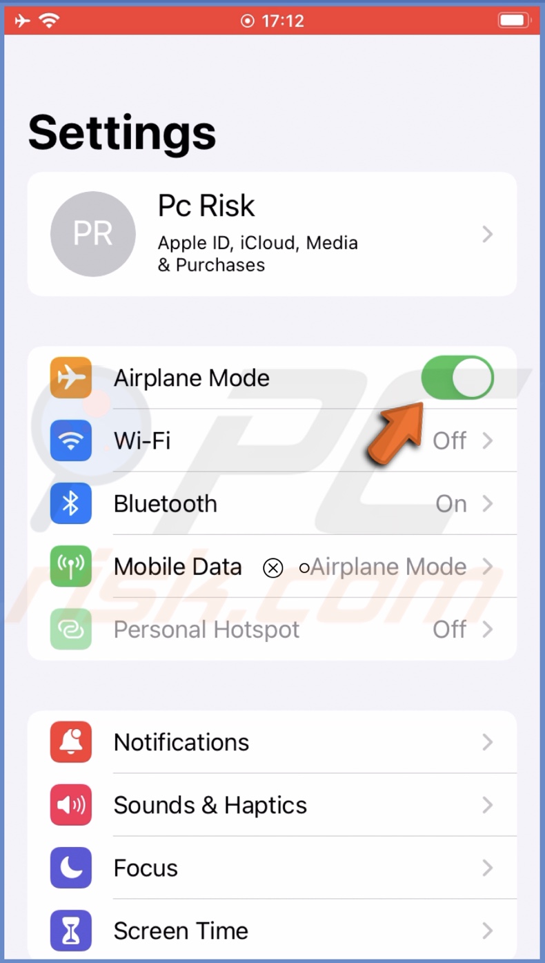 Enable Airplane Mode