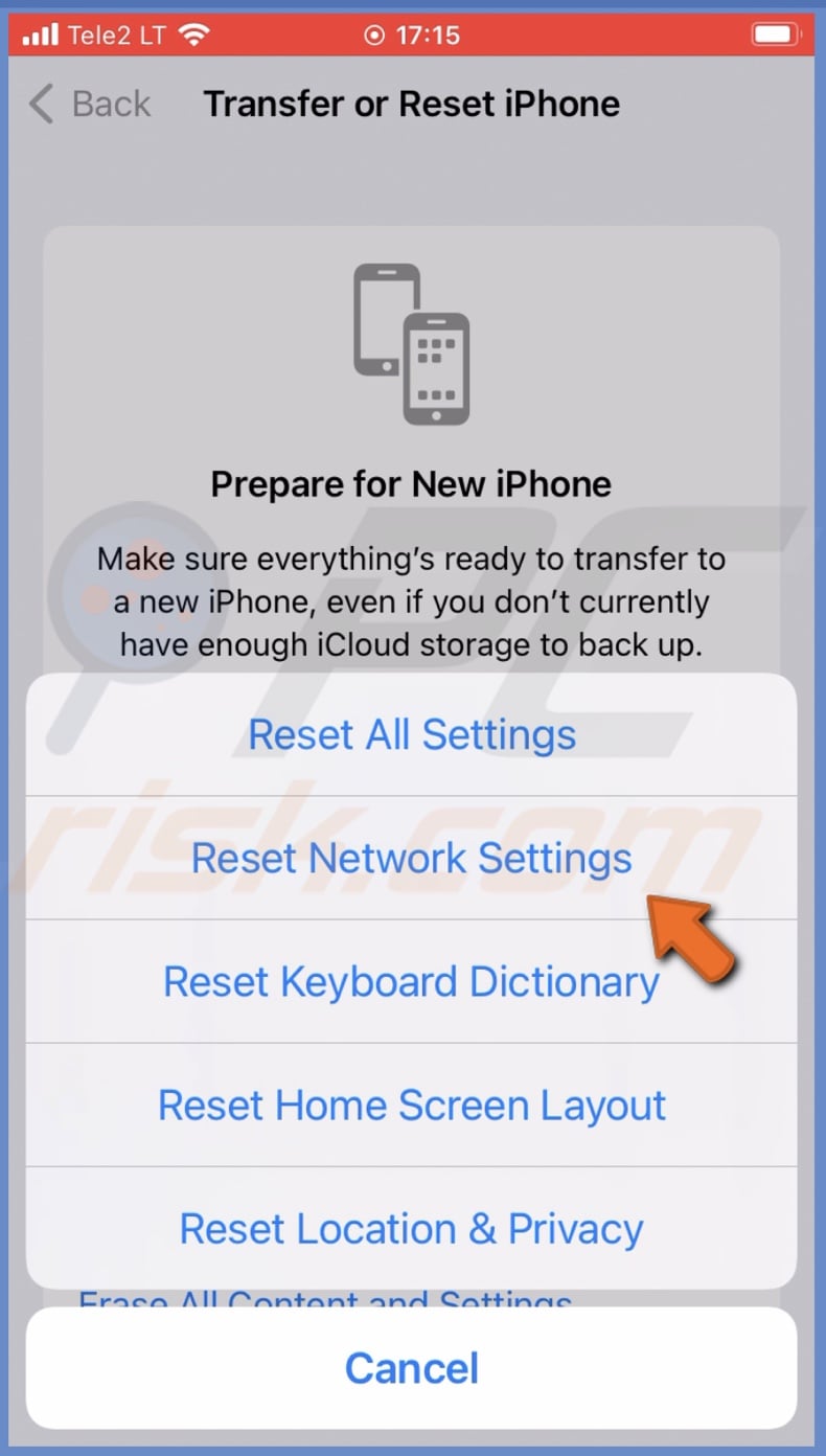Reset network settings