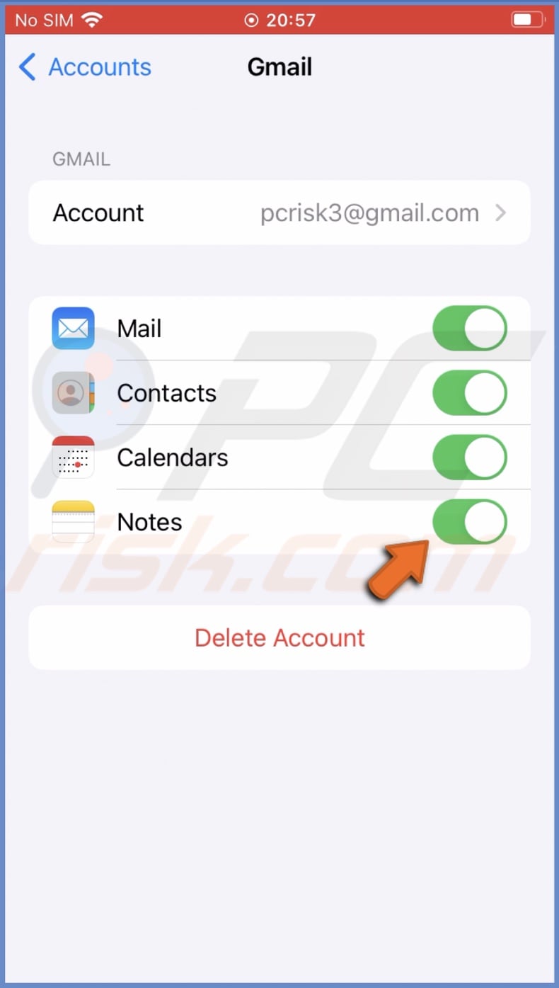 Enable Notes in Mail