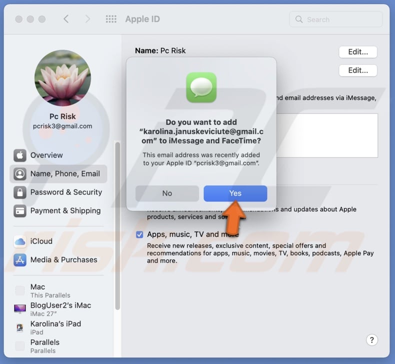 Add email to iMessage and FaceTime on Mac