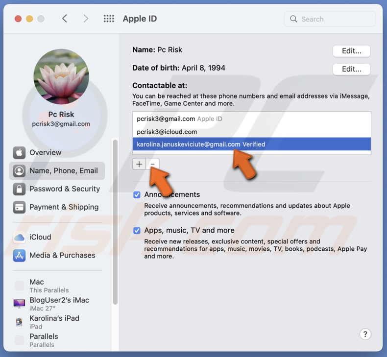 Click on the minus button