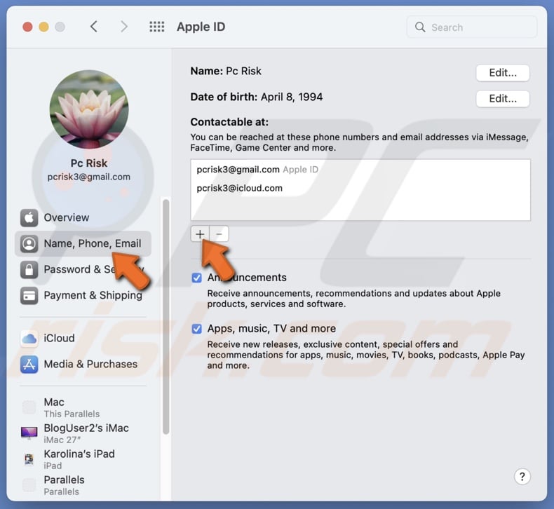 Click on the plus button