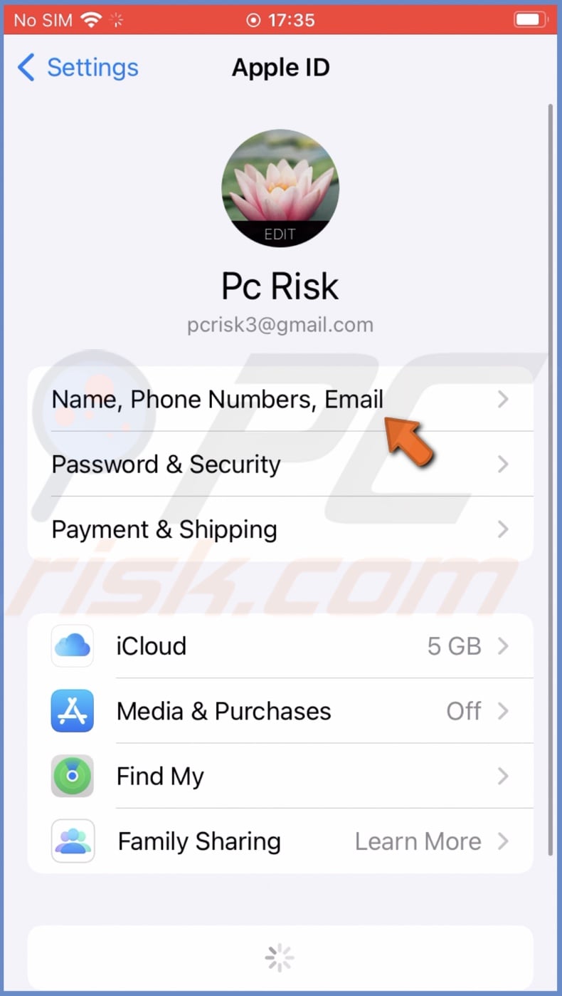 Tap on Name, Phone Number, Email