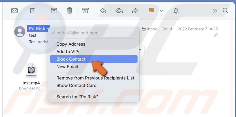 Click on Block Contact