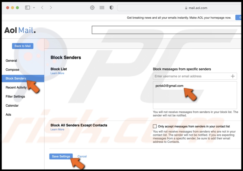 Click on Save Settings