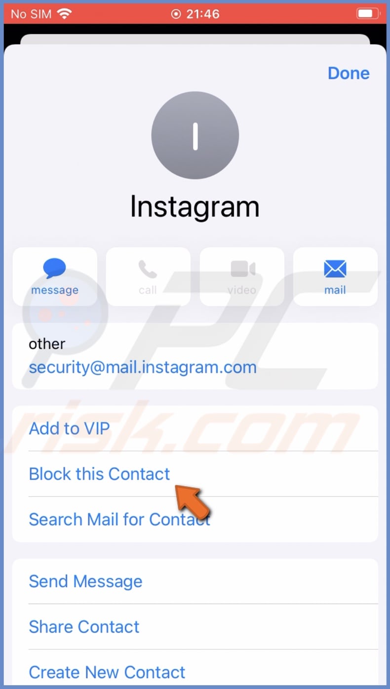 Tap on Block This Contact