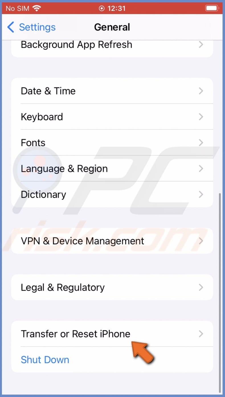 Transfer or Reset iPhone