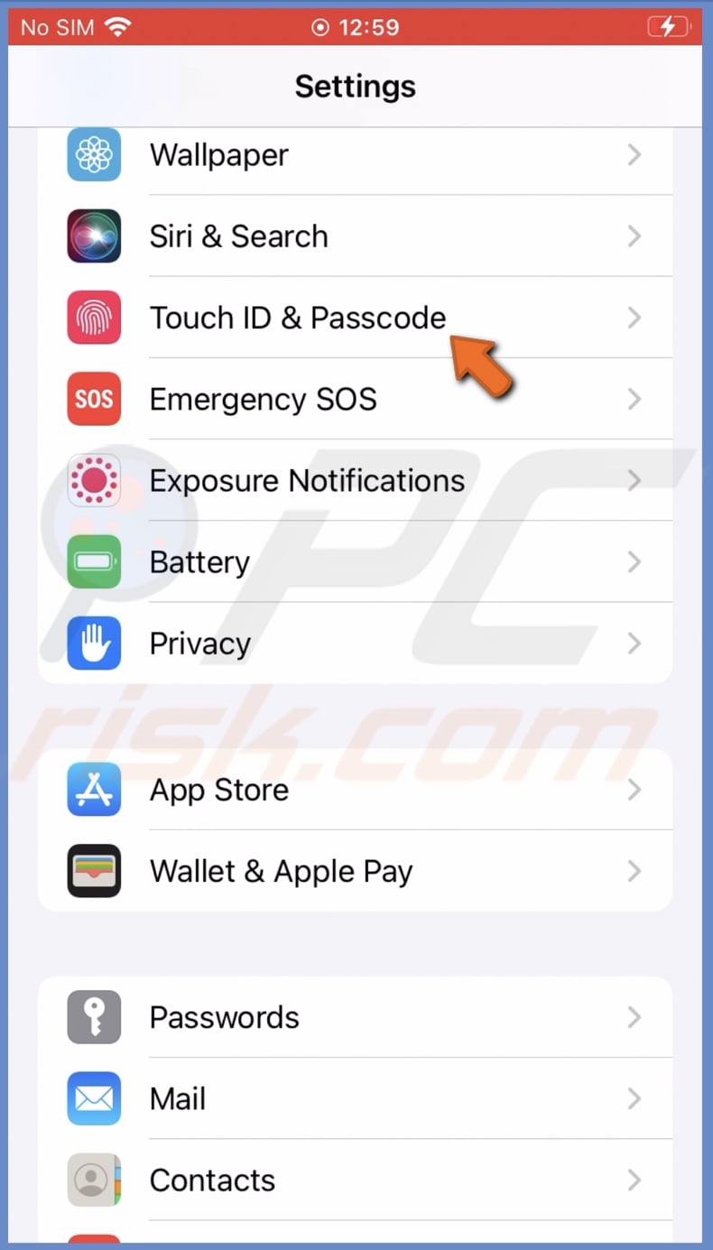Go to Touch ID & Passcode