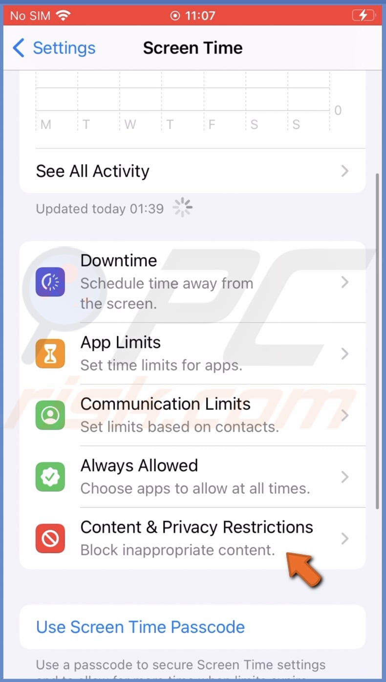 Go to Content & Privacy Restrictions