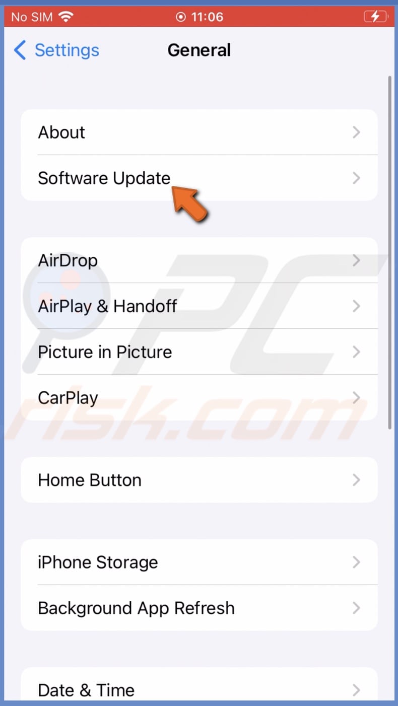 Go to Software Update