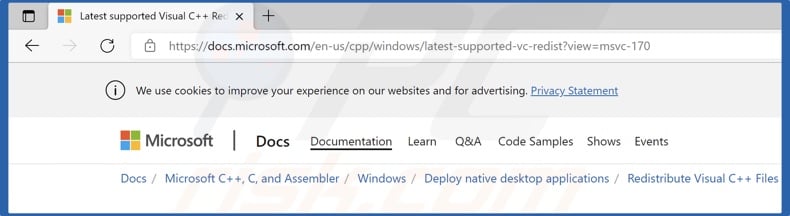 Open your web browser and go to the Visual C++ Redistributable download page