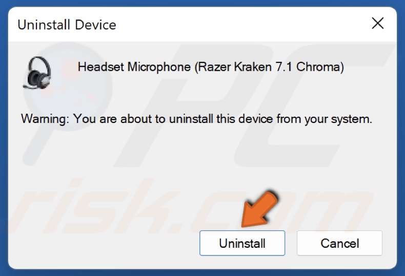 Click Uninstall to confirm the action
