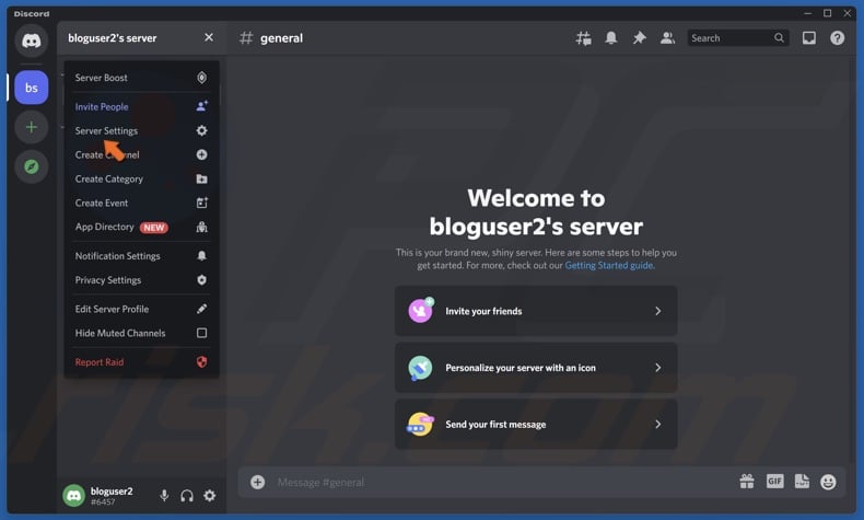 Select Server Settings