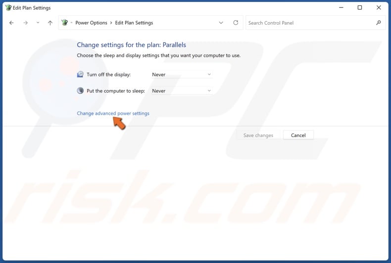Click Change advanced power settings