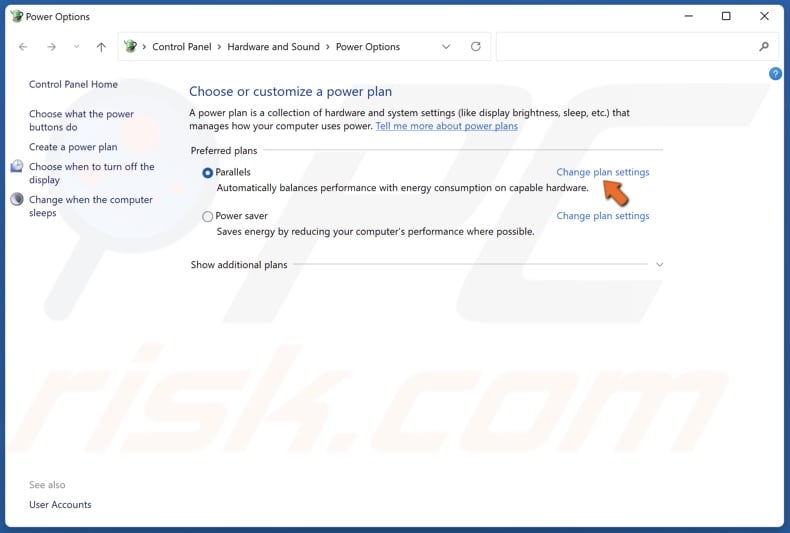Click Change plan settings