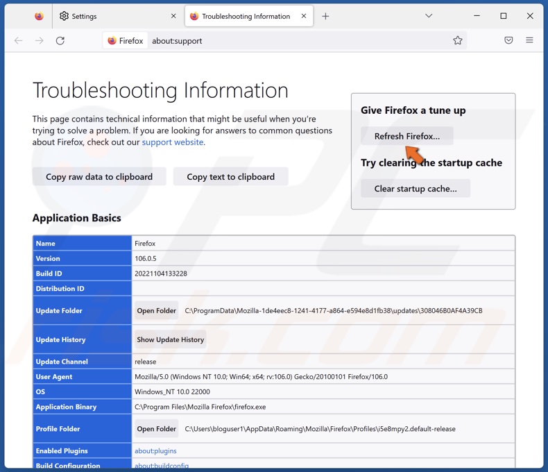 Click Refresh Firefox