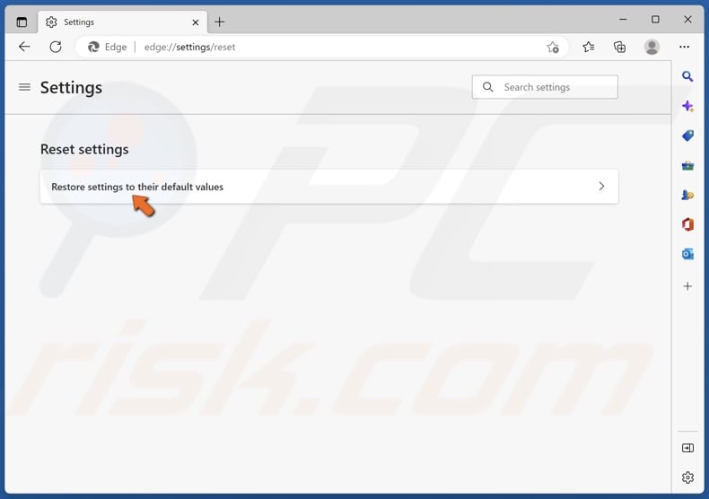 Click Restore settings to their original values