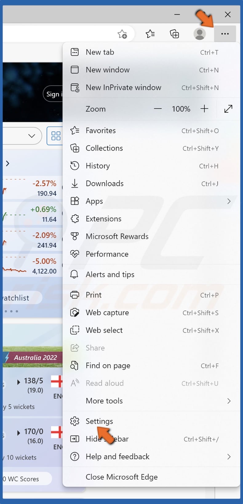 Open the menu and select Settings