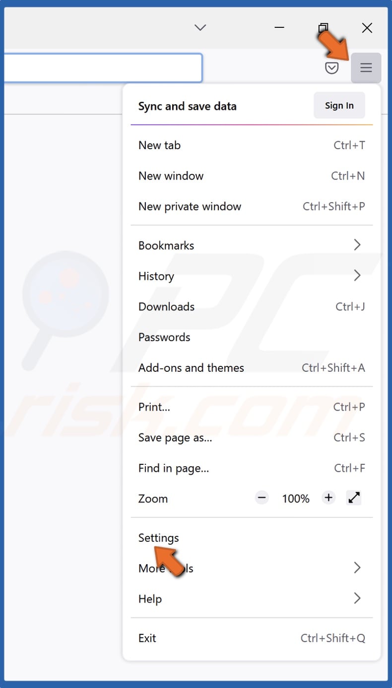 Open the menu and select Settings
