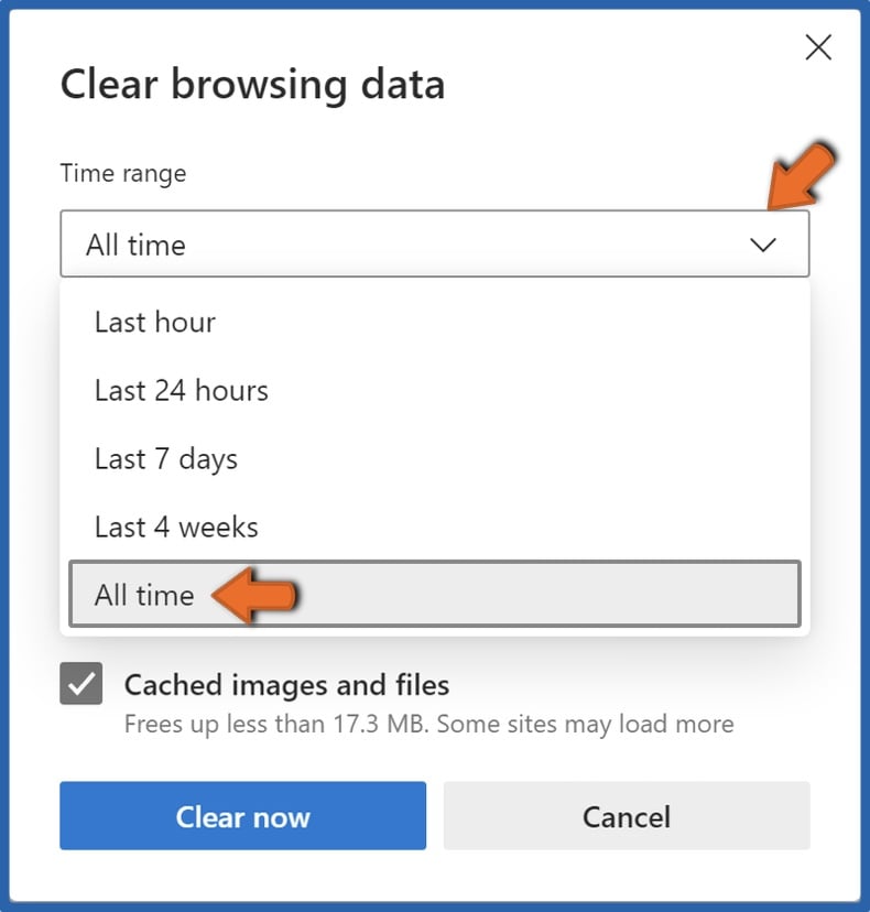 Open the Time range menu and select all time