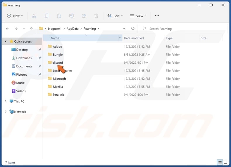 Access the discord folder