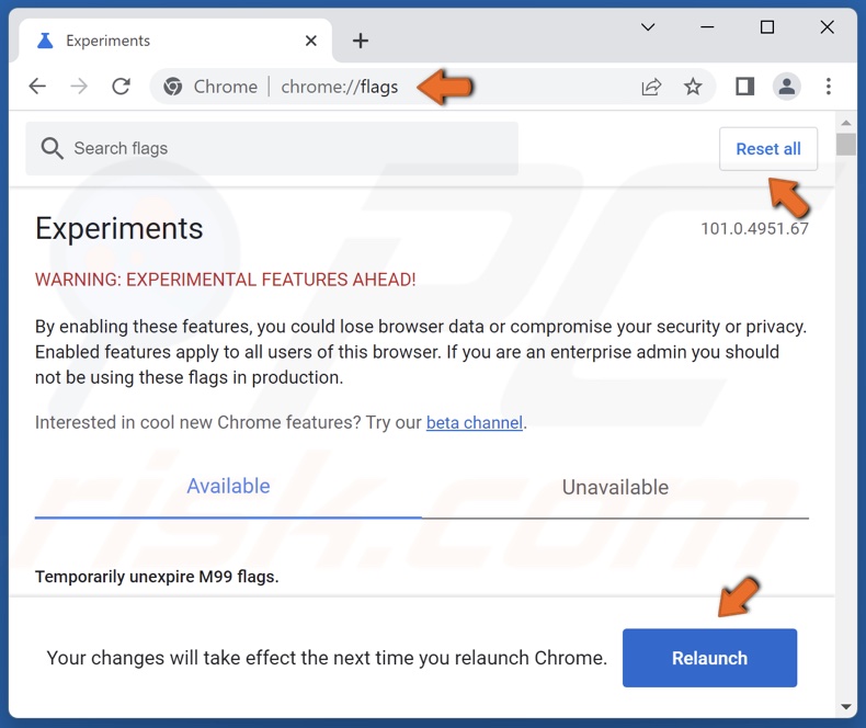 Click Reset all and click Relaunch