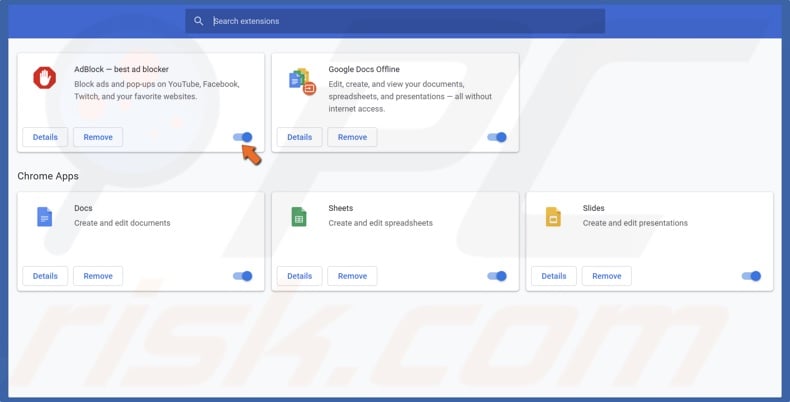 Disable outdated extensions