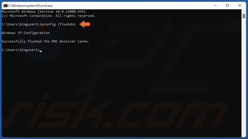 Run ipconfig /flushdns command