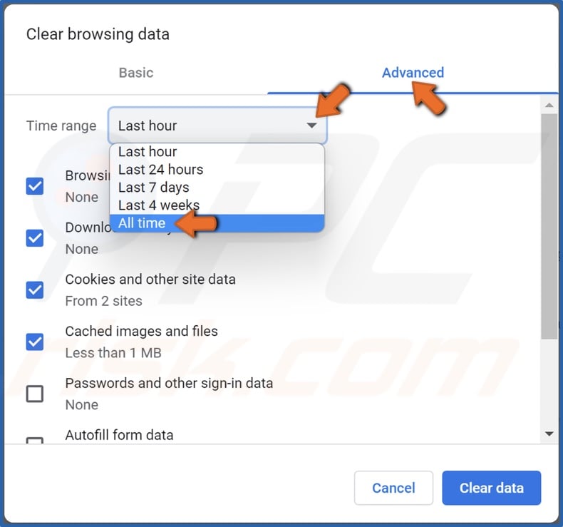 Open the Time range drop-down menu and select All time
