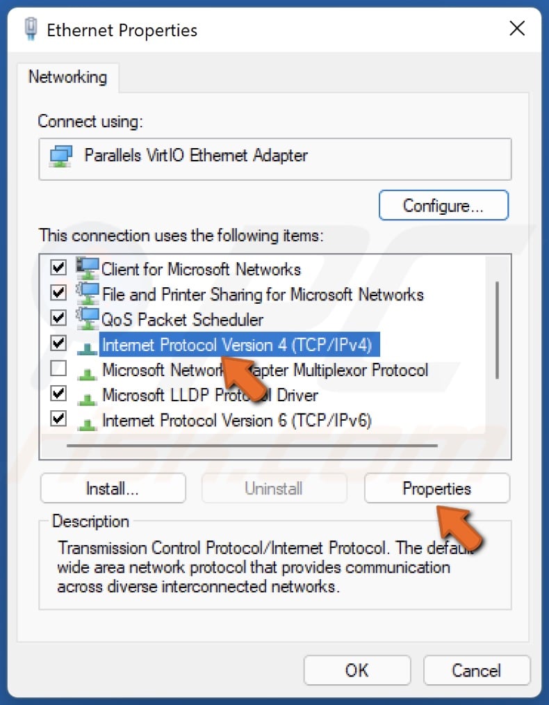 Select Internet Protocol Version 4 and click Properties