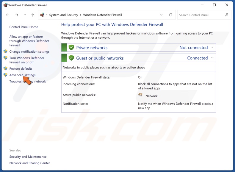 Click Advanced settings