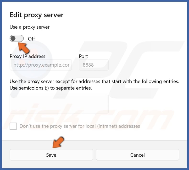 Disable Proxy and click Save