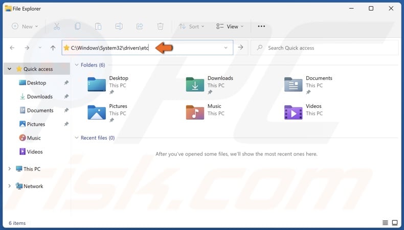 Navigate to C:WindowsSystem32driversetc