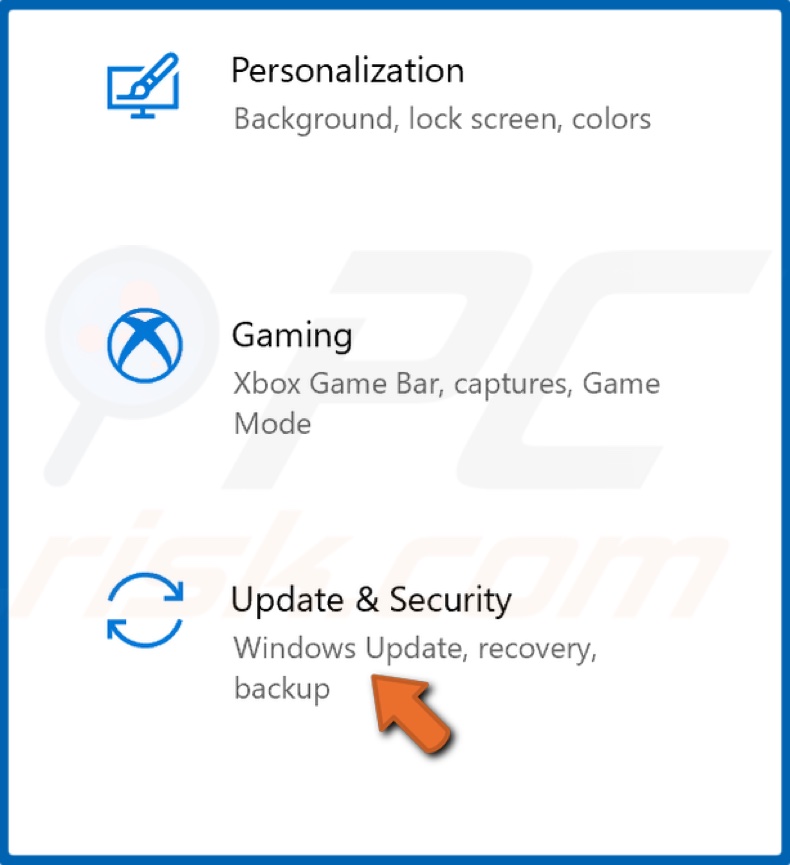 Select Update & Security
