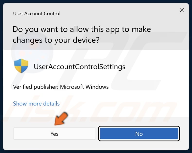 Click Yes when prompted by UAC