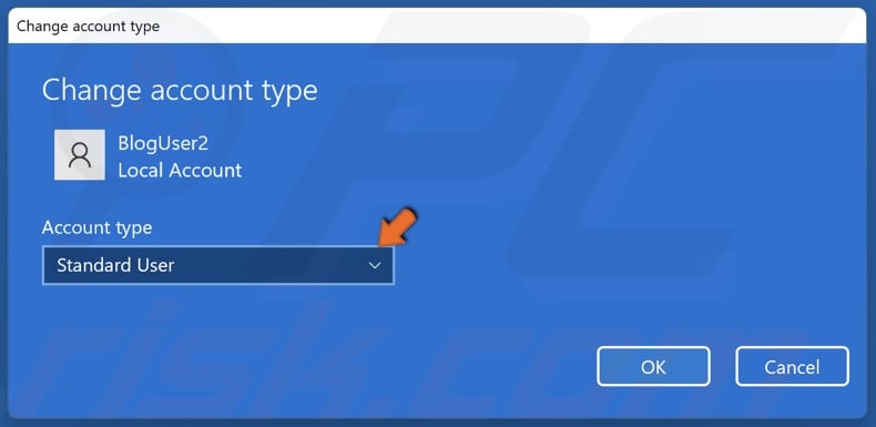 Open the Account type drop-down menu
