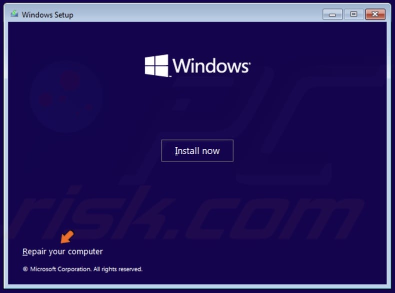 Click Repair your computer