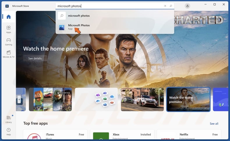 Type in Microsoft Photos in the search bar and select Microsoft Photos